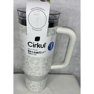 Cirkul 30oz StrawSip Tumbler Double Wall Insulated Travel Cream Leopard NEW